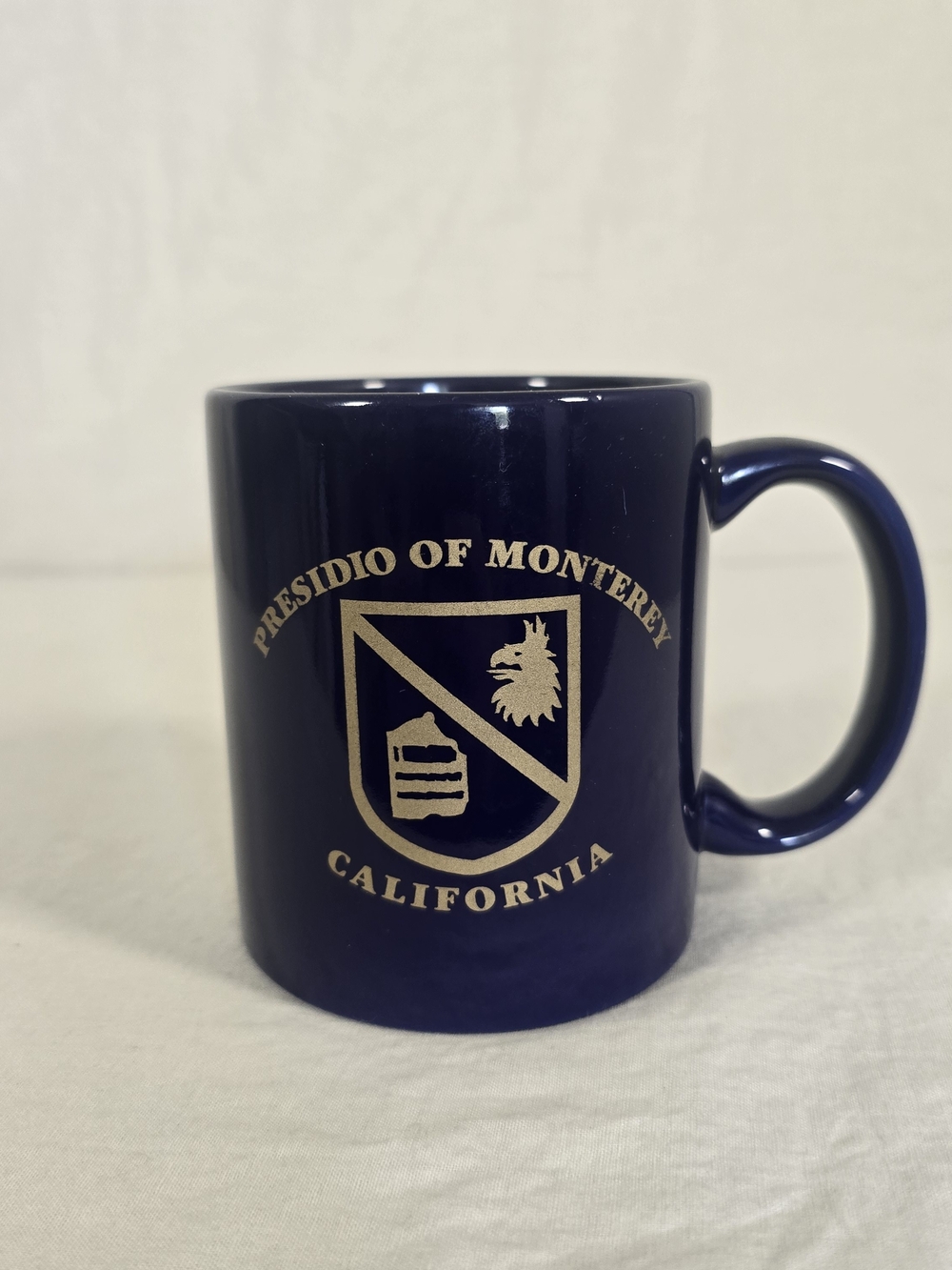 Vintage Presidio of Monterey California DLI Cobalt Blue Gold Military Coffee Mug